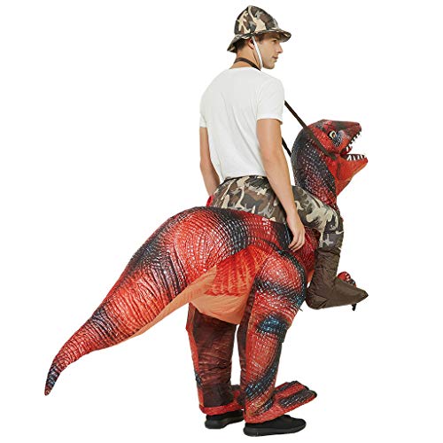 PHILSP Disfraz Inflable de Halloween Disfraz de Jinete de Dinosaurio Inflable Montar Velociraptor Traje de Cosplay Azul