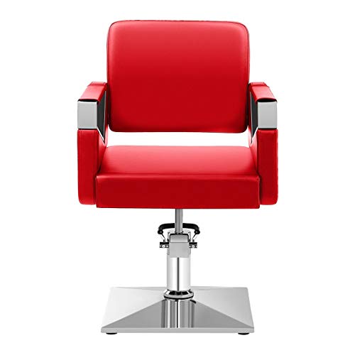 physa Sillón De Peluquería Con Reposapiés Silla De Barbero PHYSA BRISTOL RED SET (Acero y Piel Sintética, Altura Del Asiento: 44,5-55 cm, Rojo)