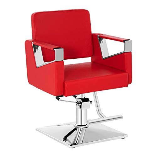 physa Sillón De Peluquería Con Reposapiés Silla De Barbero PHYSA BRISTOL RED SET (Acero y Piel Sintética, Altura Del Asiento: 44,5-55 cm, Rojo)