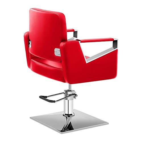 Physa Sillón De Peluquería PHYSA BRISTOL RED (Fabricado En Acero Y Piel Sintética, Altura Del Asiento: 44,5-55 cm, Color Rojo)