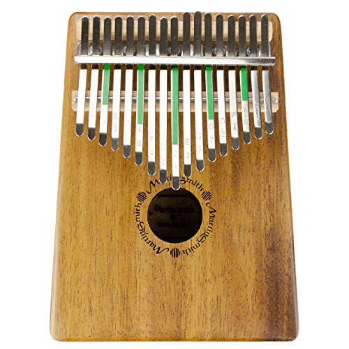 Piano de pulgar Kalimba Martin Smith de 17 teclas con notas grabadas, estuche protector y martillo de afinación