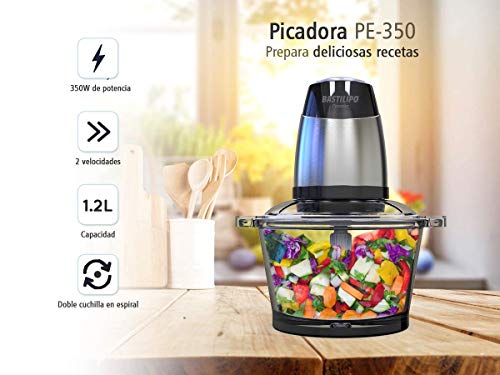 Picadora electrica de alimentos de 350w y capacidad de 1,2l