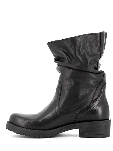 Pierfrancesco Vincenti Zapatos de mujer fabricados en Italia – Botas de piel rizada con hebilla negra Negro Size: 40 EU