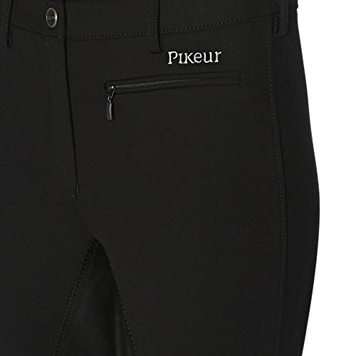 Pikeur Lugana - Pantalón de equitación para Mujer (elástico, 3/4, con Incrustaciones en Las Nalgas), Color Negro, tamaño 46