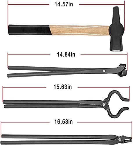 Pinzas de cerrajero Juego de pinzas para la fabricación de cuchillos y martillo de cerrajero montado Juego de herramientas para fogón de cerrajero Herramientas de mordaza con martillo de cerrajero