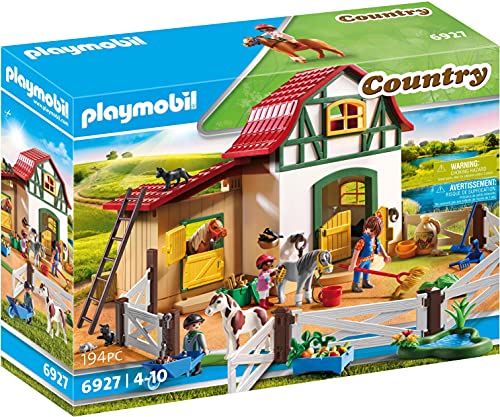 Playmobil-6927 Playmobil Figura de construcción Granja de Ponis con muchos Animales y Pajar, A partir de 4 años, multicolor (6927)