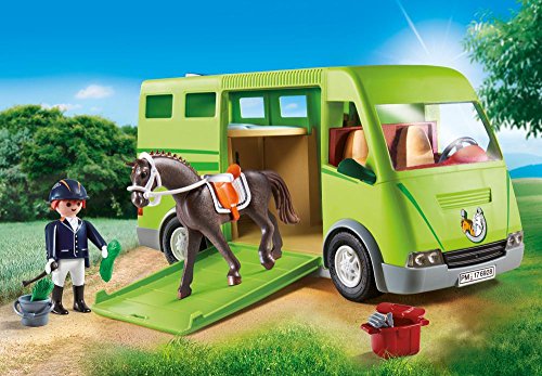 Playmobil Country Transporte De Caballo con Holstein Y Jinete En Traje De Adiestramiento, A Partir De 5 Años (6928) + Country Playset De Limpieza para Caballos, Multicolor (6929)