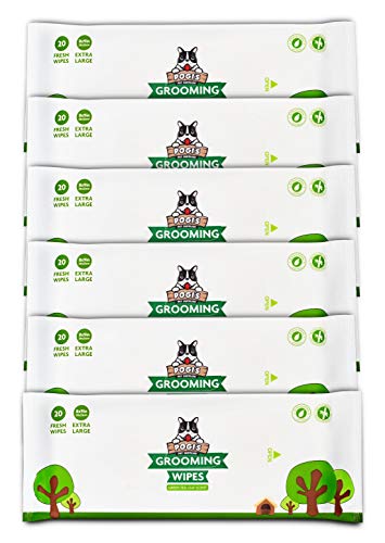 Pogi's Grooming Wipes Paquete de Viaje - 120 toallitas desodorantes para Perros - Aroma de té Verde, Naturales, Extra Grandes, Biodegradable