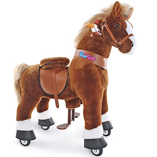 PonyCycle Oficial Modelo U 2021 Auténtico Paseo a Caballo en Juguete (con Freno y Sonido / U4 para niños de 4-9 años) Caballo marrón vertiginoso Ux424