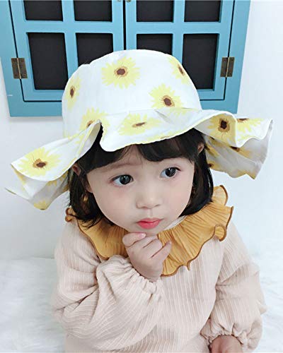 preciosas niñas Pescador sombrero princesa Sombrero para el sol Con patrón de girasol Blanco