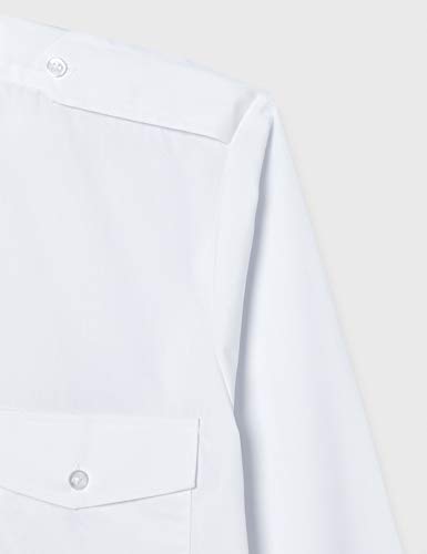 Premier Workwear Long Sleeved Pilot Shirt Camisa, Blanco (White), 15.5" para Hombre