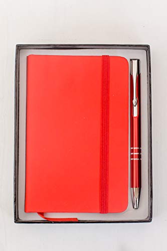 Projects Cuaderno A5 a rayas, tapa dura con goma y bolígrafo 'Global' rojo | Bullet Journal DIN A5 libro 192 páginas 80 g/m² papel FSC con bolígrafo | Journal Notebook Paper A5 lined