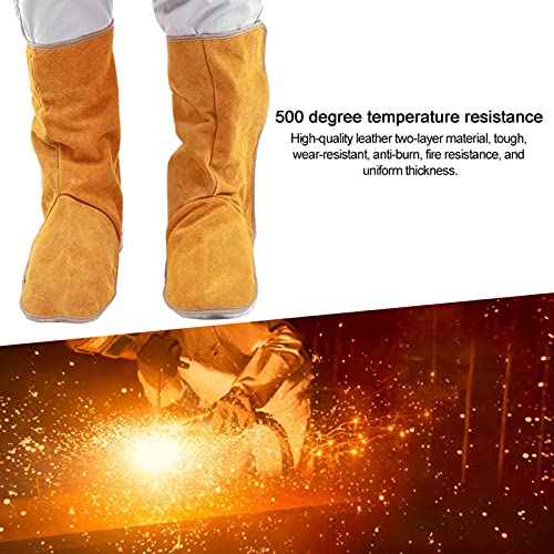 Protector de zapatos de cuero de piel de vacuno de alta resistencia, polainas de soldadura resistentes al calor, cubierta de pies de zapatos de protección de trabajo para soldador, cubiertas de botas