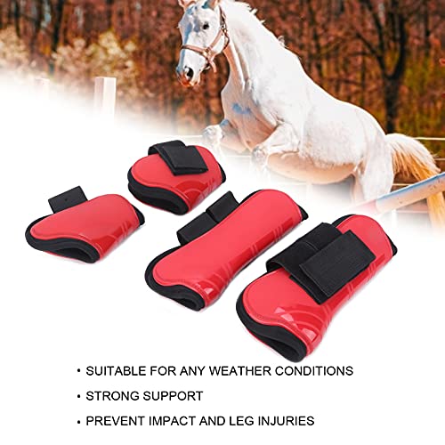 Protectores de patas de caballo, larga vida útil Soporte fuerte Buen efecto de amortiguación Botas de tendón de caballo para cualquier condición climática(rojo, Un conjunto de cuatro medianos)