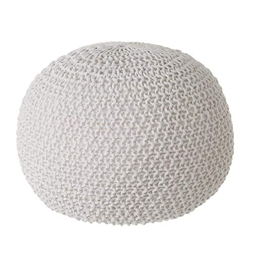 Púff Crochet Blanco de algodón y poliéster de Ø 45x33 cm - LOLAhome