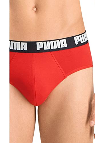 PUMA Basic Men's Briefs (2 Pack) Ropa Interior, Rojo Y Negro, L (Pack de 2) para Hombre
