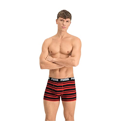 PUMA Heritage Stripe Men's Boxers (2 Pack) Ropa Interior, Rojo/Negro, M (Pack de 2) para Hombre