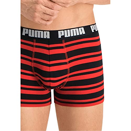 PUMA Heritage Stripe Men's Boxers (2 Pack) Ropa Interior, Rojo/Negro, M (Pack de 2) para Hombre
