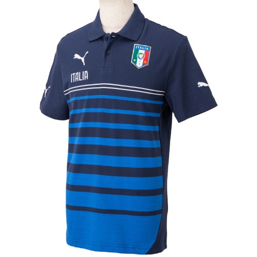 PUMA Polo Shirt FIGC Italia Leisure Hooped - Casco de Ciclismo Multiuso (Italia), Color Azul, Talla DE: S