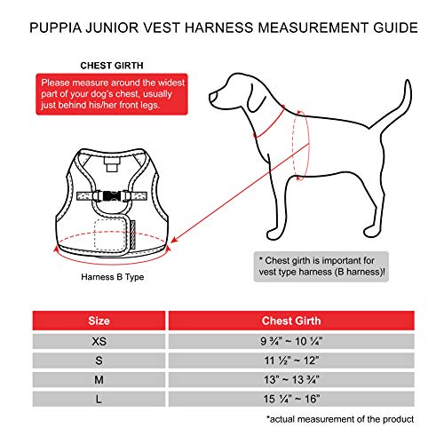 Puppia Junior - Arnés de Chaleco para Perros pequeños - Ligero y súper Suave - También se Puede Utilizar como arnés para Cachorros - Arnés antitracción para Perros