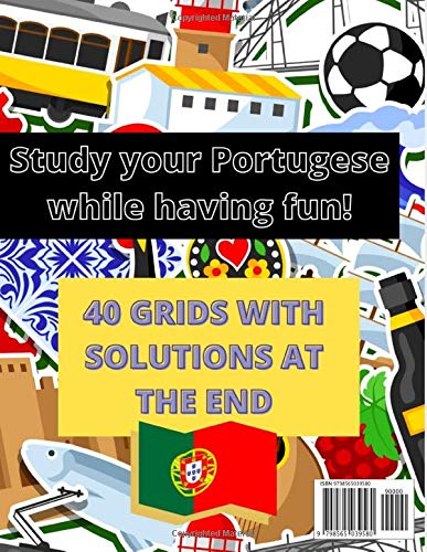 Puzzle Book for kids Portugese: 40 grids to learn Portugese + solutions | 1 topic per page | Portugese word searches for kids from 7 yo.