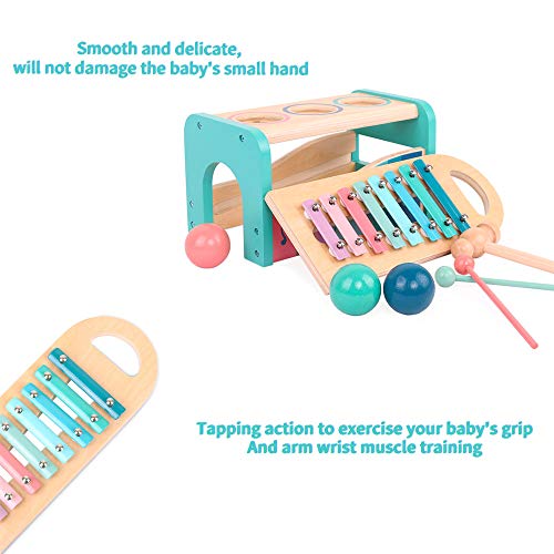 Q-FQRM Pound A Ball Toy con diapositivas xilófono madera educativo golpeando y martillo Montessori juguetes musicales para niños de 3 años más