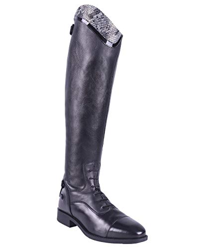 QHP Birgit Snake - Botas de equitación para mujer, piel sintética, color Negro, talla 36 EU