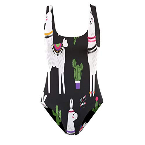 QMIN Traje de baño de alpaca con forma de cactus tropical, de una sola pieza, traje de baño sexy bikini tankini para mujeres y niñas Multicolor multicolor L