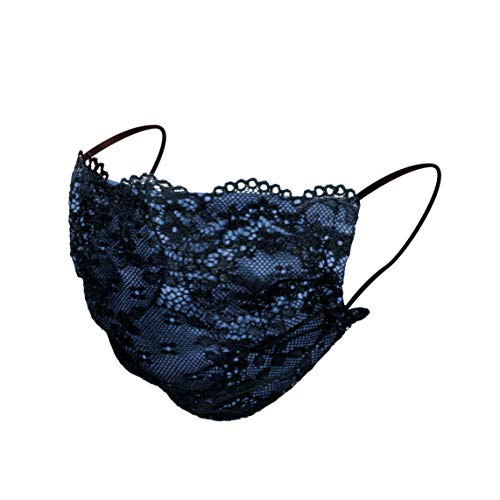 R-evenge - Banda protectora lavable y reutilizable,protección para la nariz y la boca, 100 % fabricada en Italia, modelo Luxury para mujer de encaje (30 cm) azul turquesa Talla única