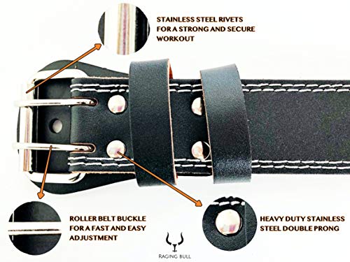 Raging Bull Cinturon Lumbar Gimnasio Hombre y Mujer, para Peso Musculacion, Halterofilia, Levantamiento de Pesas. Cinturon lastre dominadas Powerlifting Belt cinturón Ruso Fitness