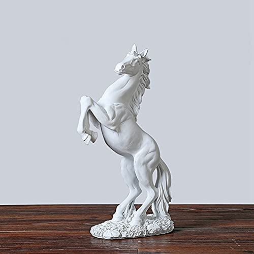 Raguso Escultura de Caballo de Lucha de Resina de Estilo eruopeo para el Escritorio del hogar, Sala de Estar, decoración de Oficina, Adorno, Accesorios de fotografía, Manualidades(Blanco)