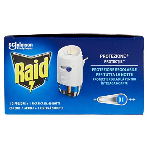 Raid Líquido eléctrico Protección +, antimosquitos tigre y comunes, paquete de 1 base y 1 recarga de 36 ml
