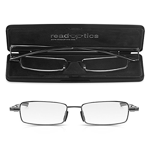 Read Optics- Gafas Hombre/Mujer de Lectura Vista: Plegables Ultra Compactas | Incluye Estuche Rígido | Graduadas +2.50 Dioptrías |Color: Gris Plomo