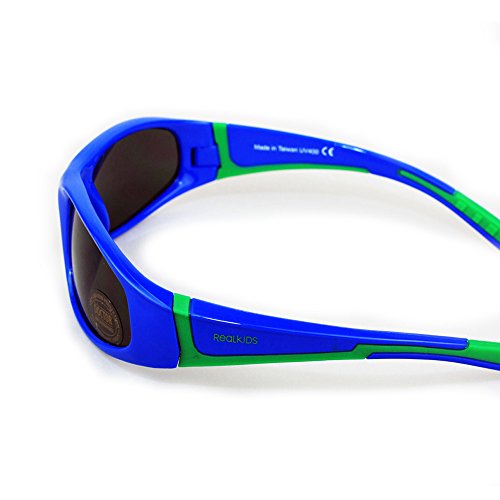 Real Kids Shades Bolt Flex Fit Gafas de sol Bleu royal/vert Talla:Jeune 7+