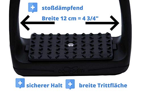 Reitsport Amesbichler Compositi Reflex - Estribo de plástico con superficie de apoyo ancha y flexible, color negro y gris