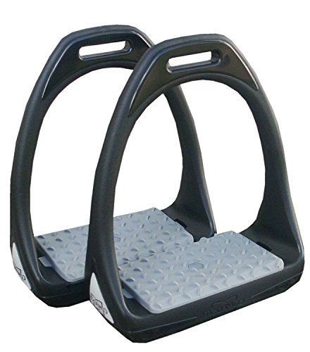 Reitsport Amesbichler Compositi Reflex - Estribo de plástico con superficie de apoyo ancha y flexible, color negro y gris