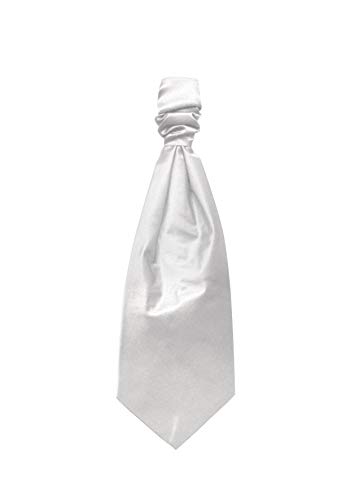 Remo Sartori - Corbata Plastron corbata novio de ceremonia de seda de color liso, fabricada en Italia, para hombre Color blanco. Talla única