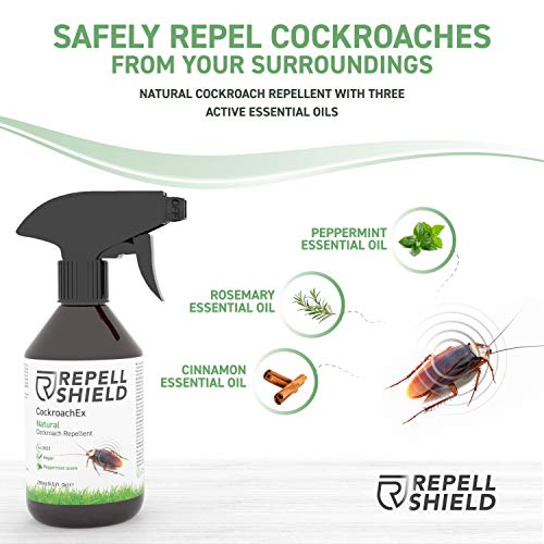 RepellShield Spray Repelente Cucarachas - Spray Anti Cucarachas con Aceite Escencial de Menta - Protección Anticucarachas Natural y Duradera - Alternativa Ideal a Mata Cucarachas Profesional, 250 ml
