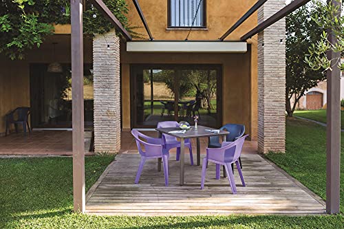 RESOL Cool Set 4 Sillas de Jardín con Reposabrazos Apilable | Terraza, Patio, Exterior, Comedor, Reuniones | Diseño Moderno Ligera y Resistente Filtro UV - Color Marrón Arena