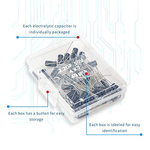 REXQualis 24Value 696pcs Kit de Condensador electrolítico de Rango de 0.1uF-1000uF, 10V 16V 25V 50V