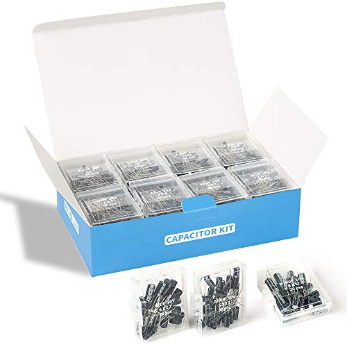 REXQualis 24Value 696pcs Kit de Condensador electrolítico de Rango de 0.1uF-1000uF, 10V 16V 25V 50V