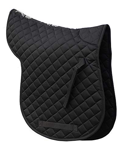 Rhinegold Cotton Quilted Numnah-Full-Black, Negro, Plein