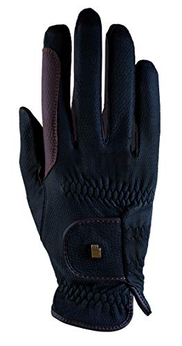 riding gloves Roeck grip -bicolour-, black/mocca, 7 by Roeckl