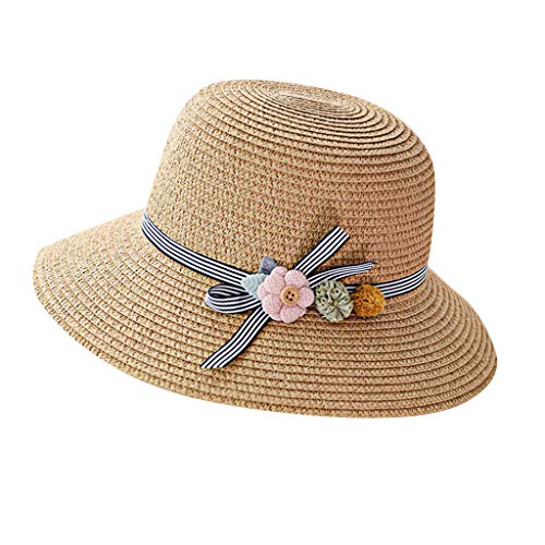 RISTHY Sombrero de Paja Sombrero de Sol Plegable Gorro de Pescador Gorro Al Aire Libre Visera Panamá con Protección Solar Verano Playa Vacaciones Fiesta para Mujer