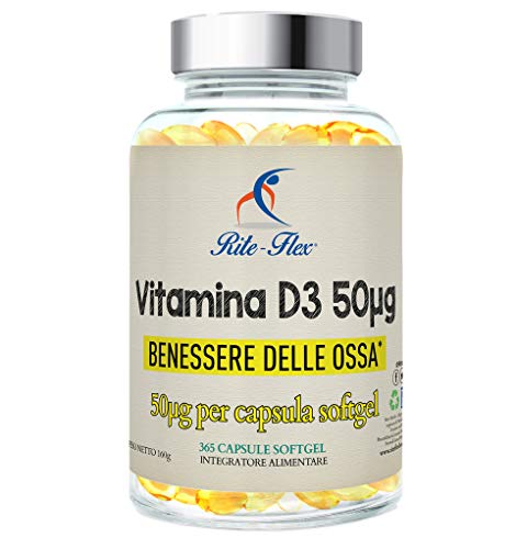 Rite-Flex, Suplemento de Vitamina D3 2000 UI (365 Cápsulas Softgel)