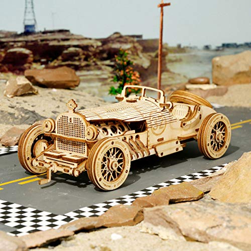 ROKR Car Madera Maquetas para Construir - Maquetas para Montar - Set de Construcción Puzzle 3D para niños y Adultos (Grand Prix Car)