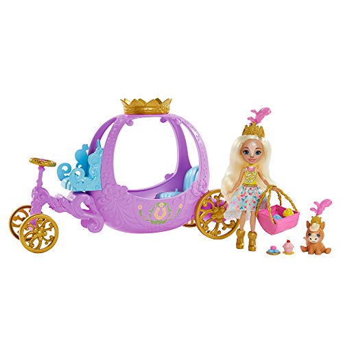 Royal Enchantimals Muñeca pony con carruaje real, mascota y accesorios de juguete (Mattel GYJ16)