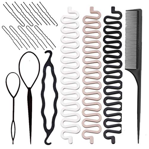RuiChy Conjunto de trenzado de peinado de moda Topsy Herramientas de diseño de cabello Kit de modelado de cabello Peluquería Espiral mágica Trenza de cabello Accesorios de bricolaje
