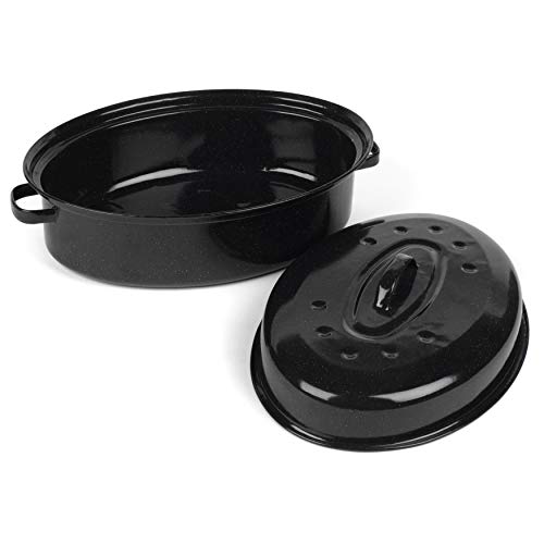 Russell Hobbs CW11491 Asador con Tapa con Esmalte vítreo, 36 cm, Negra, esmaltado ovalado