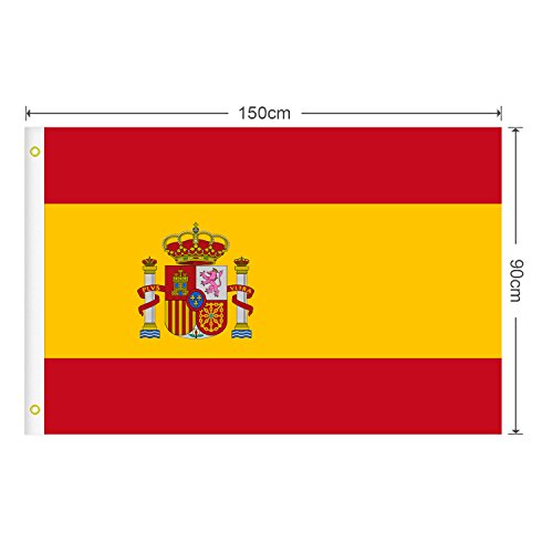 RYMALL Bandera España Grande, 2pcs Bandera de España, Resistente a la Intemperie, 90 x 150 cm